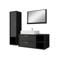 BADMÖBEL-SET 14 - Goldfarben/Schwarz, Holzwerkstoff/Metall (35/133/34cm) - MIRJAN24