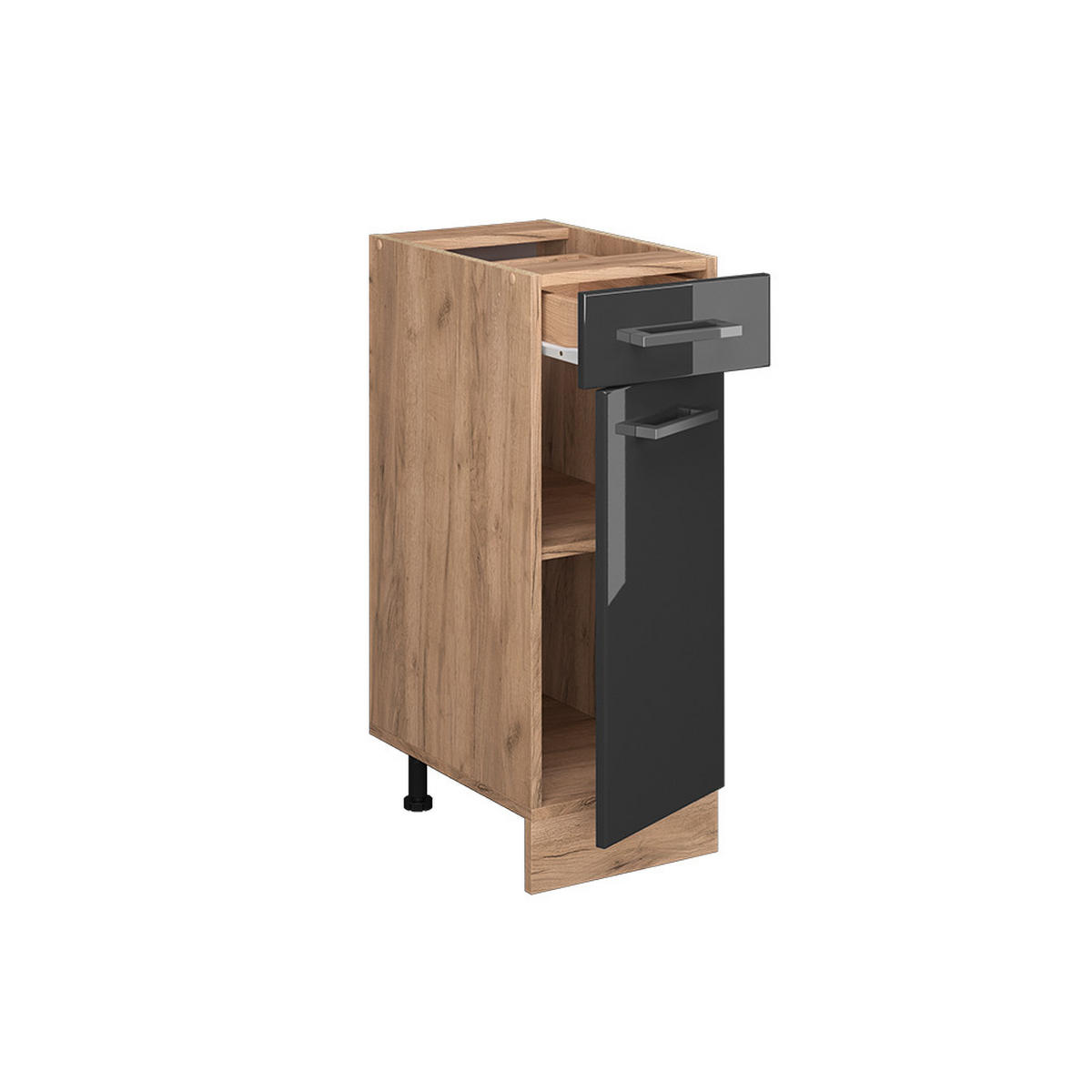 KÜCHENUNTERSCHRANK R-Line Anthrazit Hochglanz 30 cm, AP Anthrazit - Anthrazit/Eiche Wotan, Holzwerkstoff (30/81.6/60cm) - Vicco