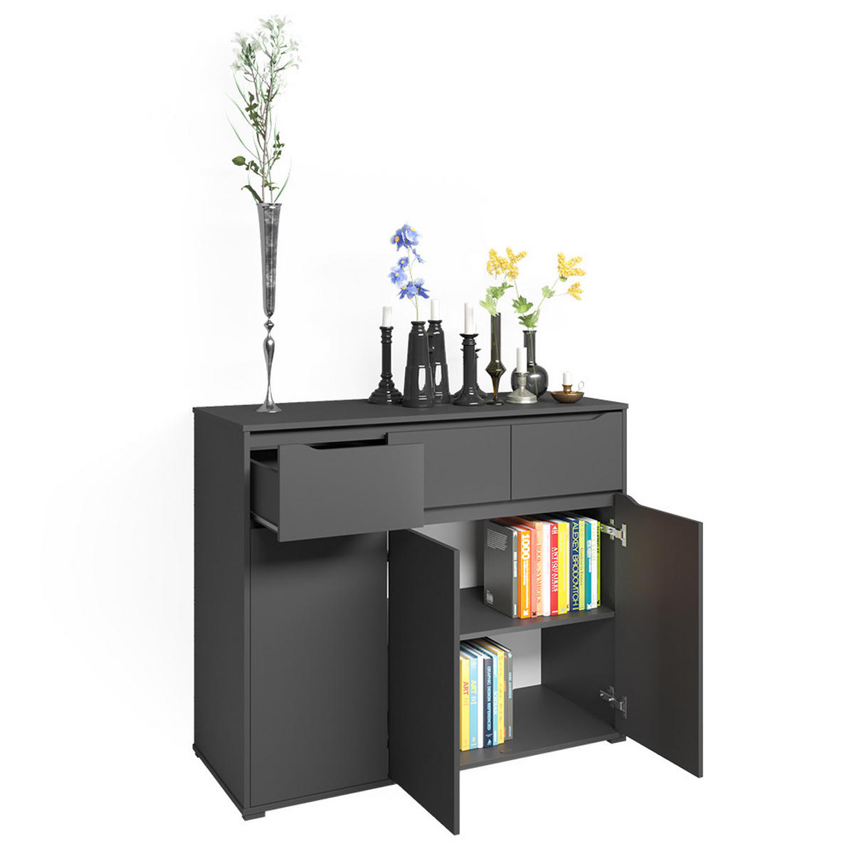 KOMMODE Ruben Anthrazit 120 x 101.6 cm - Anthrazit, Holzwerkstoff (48/101.6/120cm) - Vicco