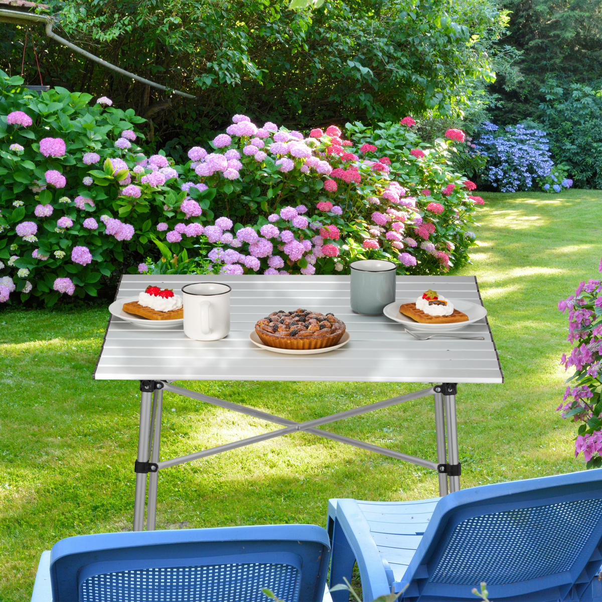KLAPPTISCH - Silberfarben, Metall (70/70/70cm) - Relaxdays