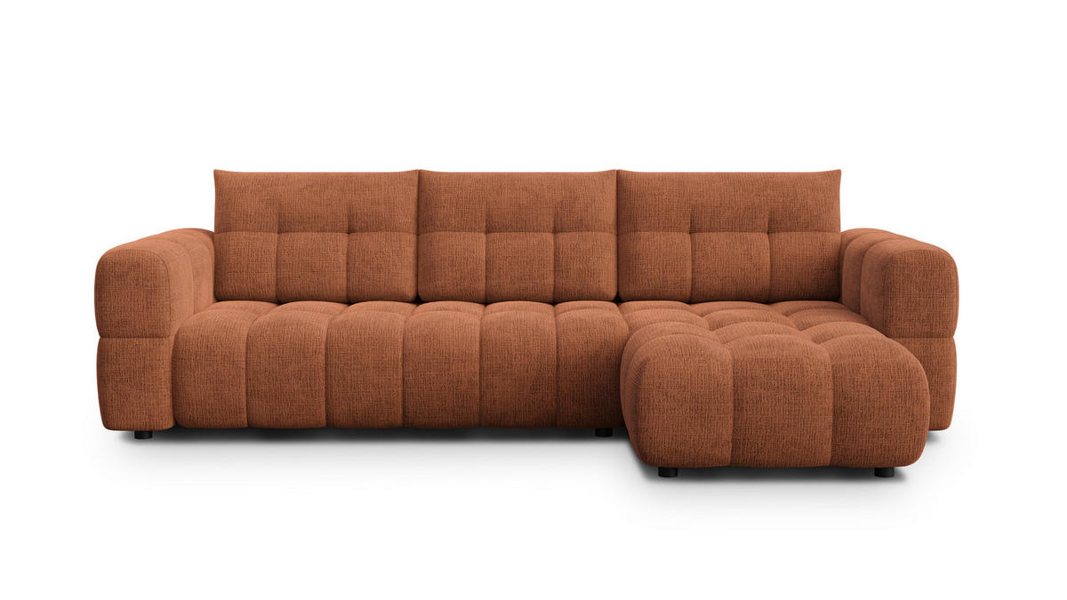 ECKSOFA CLOUDI 4-Sitzer rechts, rostrot - Schwarz/Orange, Holz/Textil (294/160cm) - Courtois Laville