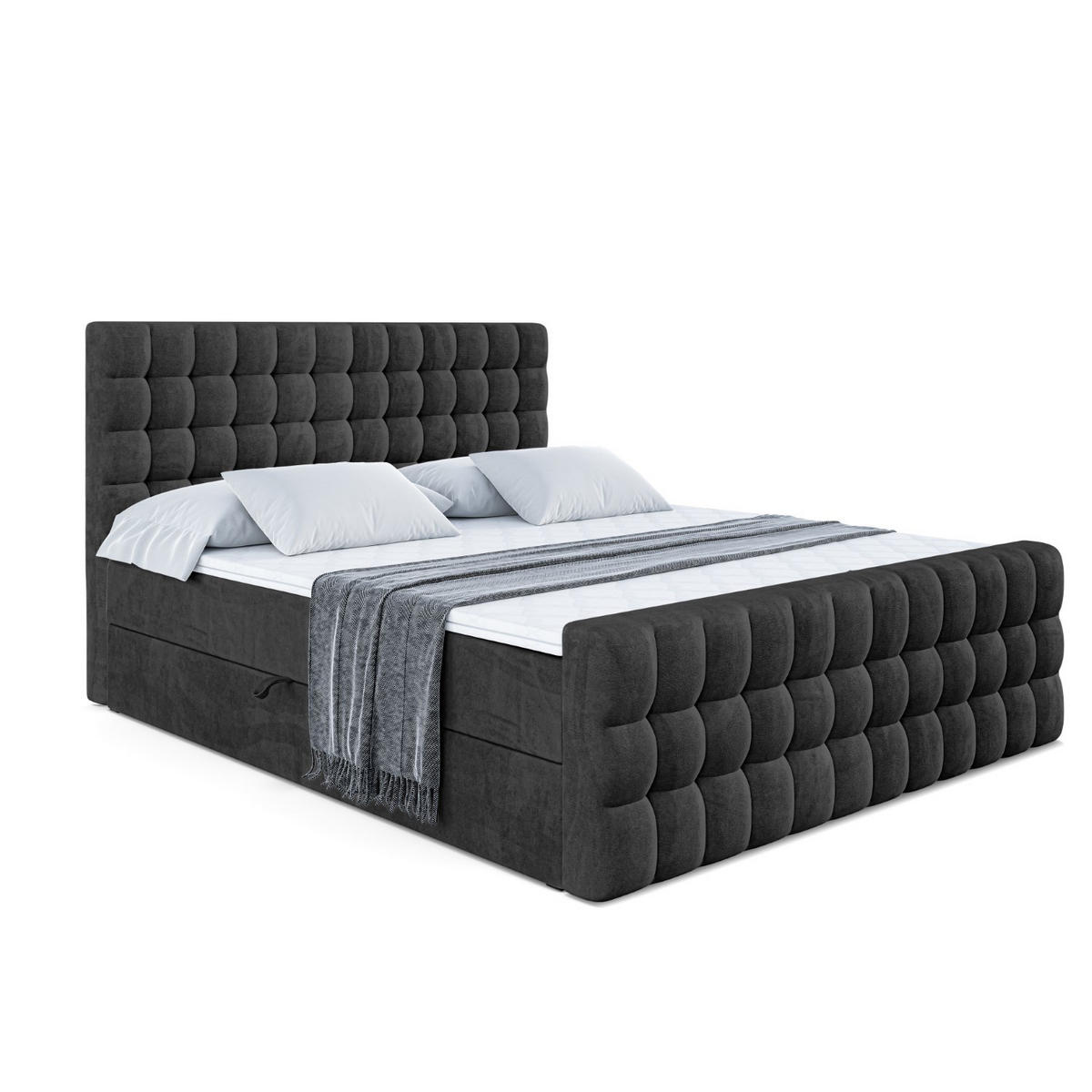 BOXBETT VIONE-Z - 120 x 200 - H3 - Schwarz - Schwarz, Holzwerkstoff (120/200cm) - ALTDECOR