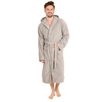 BADENMANTEL Herren L - mit gefütterter Kapuze aus 100% Baumwolle, Grau - Grau, Textil (Lnull) - Blumtal