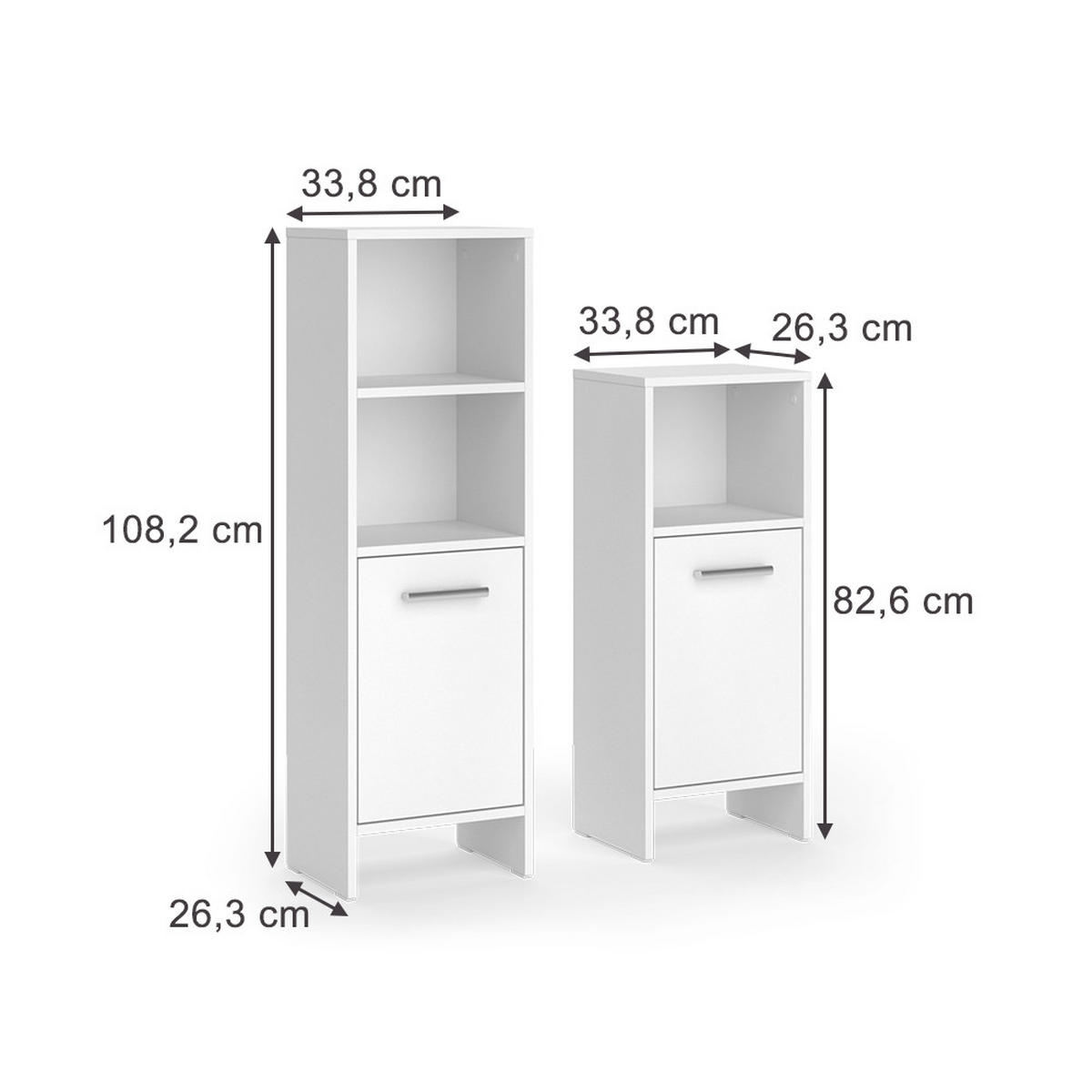 SESTAVA KOUPELNOVÉHO NÁBYTKU Karli Bílá - bílá, kompozitní dřevo (33.8/108.2/26.3cm) - Vicco