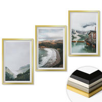 WANDBILDER 3er Set - 40x60 cm Goldrahmen - Berge, Strand, Wolken, Wasser - Goldfarben, Kunststoff (40/60cm) - ArtPrintCave
