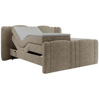 BOXBETT FORTINA 200/200 - Dunkelbeige Struktur - H4 - Cappuccino, Holz/Textil (200/200cm) - MKS