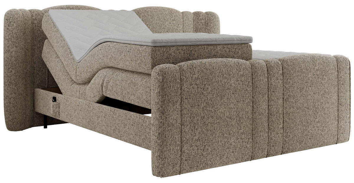 BOXBETT FORTINA 200/200 - Dunkelbeige Struktur - H4 - Cappuccino, Holz/Textil (200/200cm) - MKS