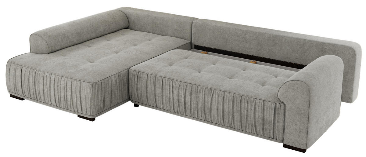 ECKSOFA ORTA Hellgrau Stukture - Links - Hellgrau/Schwarz, Textil (325/200cm) - MKS