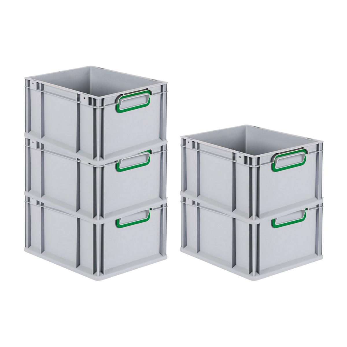 EUROBOX 8x Nextgen Color 22x30x40cm 20 Liter Griffe Grün Geschlossen - Grün, Kunststoff (30/22/40cm) - PROREGAL