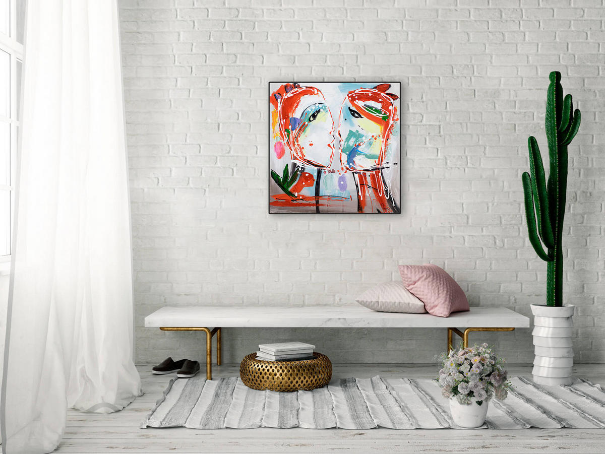 ÖLGEMÄLDE 60/60 cm - Orange, Holz/Textil (60/60cm) - KUNSTLOFT