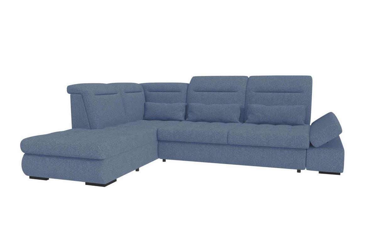 ECKSOFA Toscana Strukturstoff inkl. Schlaffunktion - Blau, Textil (227/279cm) - 99rooms