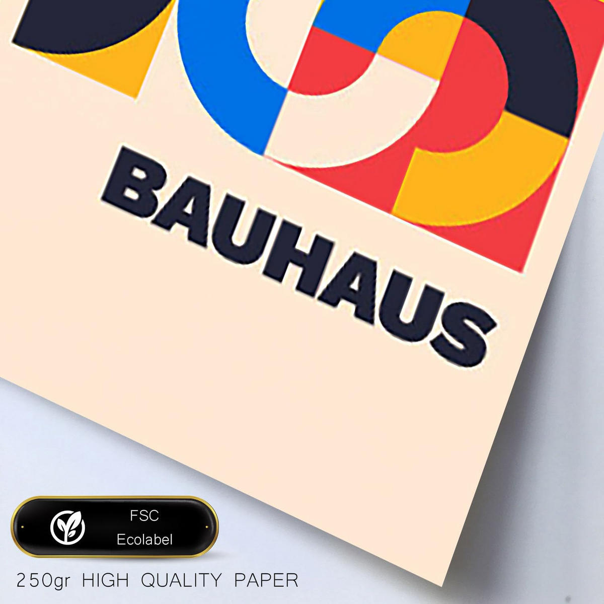 POSTER Set Mit 6 Bauhaus-Stil 4 Geometrisch Größe A3 & A4 Rahmen aus hellem Holz - Beige, Papier (29.7/1cm) - Nacnic