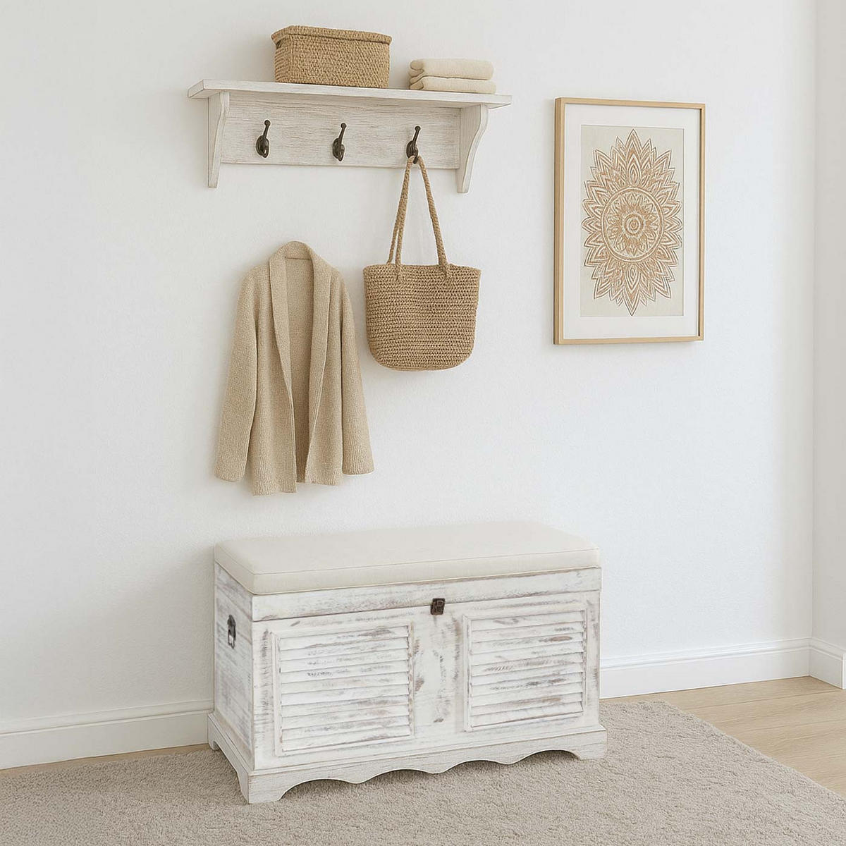 HOLZTRUHE Cremeweiß - Weiß, Holz (76/50/45cm) - MCW