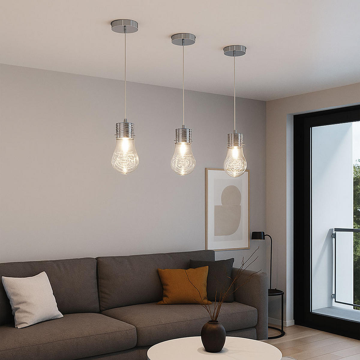 HÄNGELEUCHTE FUTURA Klar Drahtgeflecht Glas - Klar, Glas/Metall (12/12/150cm)