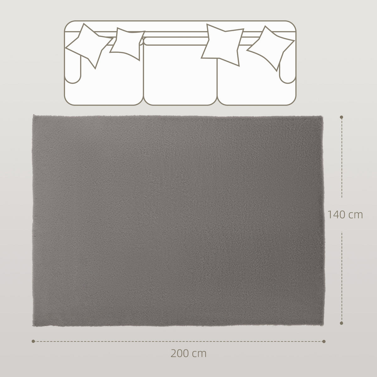 TEPPICH DE-14307 maschinenwaschbar, rutschfest Hellgrau - Hellgrau, Textil (140/200cm) - ComfortXL
