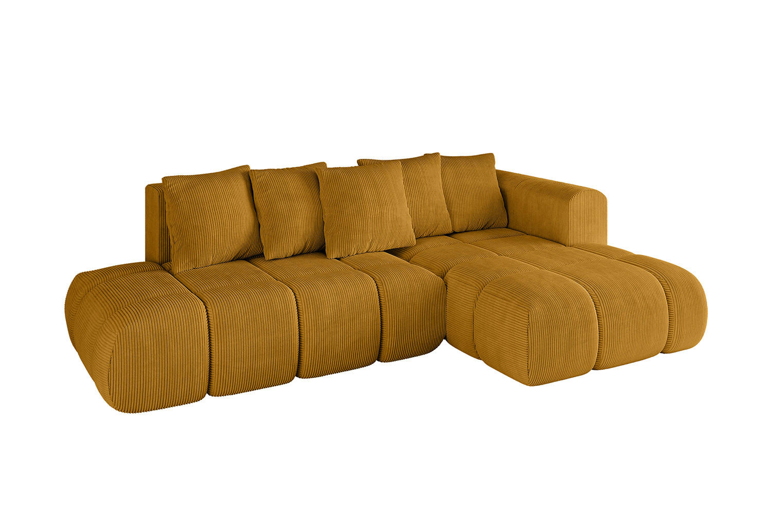 ECKSOFA Ottomane Rechts CLOUD-L-v1 289x180x40 Senfgelb Cord - Currygelb, Holzwerkstoff/Kunststoff (289/180cm) - ALTDECOR