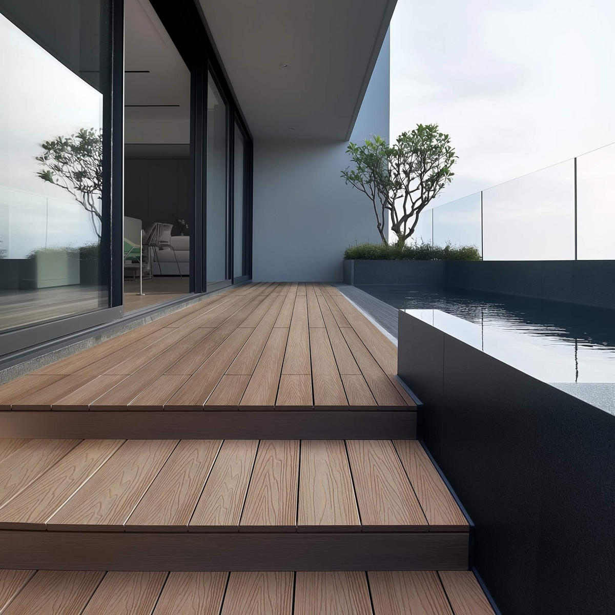 TERRASSENDIELEN SAMANA PREMIUM - Teak, 10m² - Teakfarben, Kunststoff (220/14.6/2.5cm) - Home Deluxe