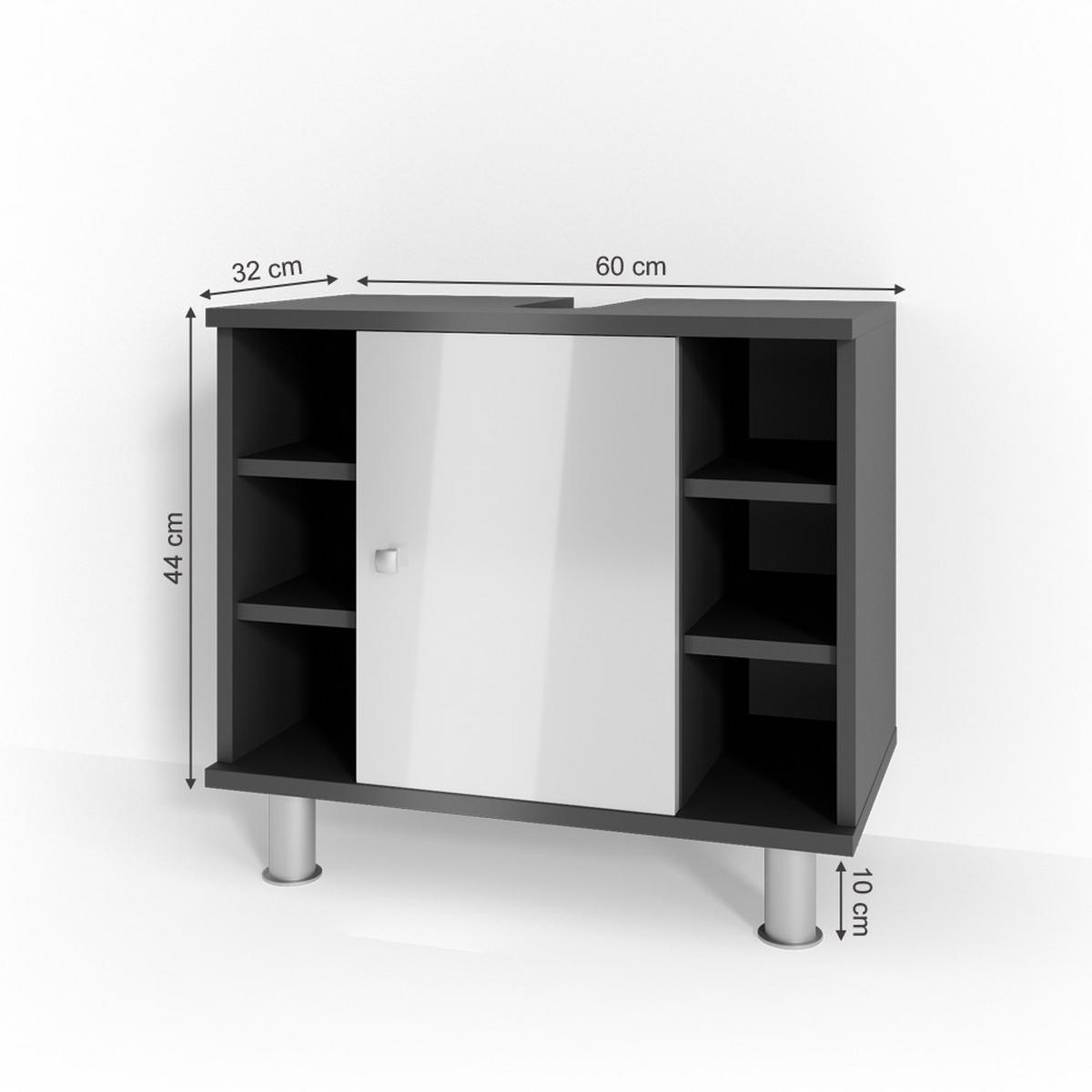 WASCHBECKENUNTERSCHRANK Fynn Anthrazit 60 x 54 cm - Anthrazit/Weiß, Holzwerkstoff (60/54/32cm) - Vicco