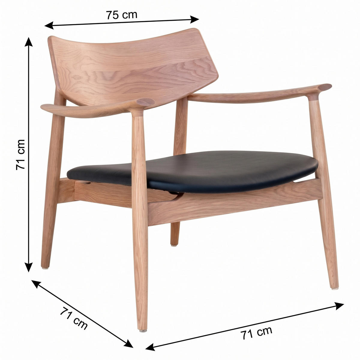 FÅTÖLJ Olvera 75 x 71 x 71 cm – naturfärgad - Naturfärgad, Läder/Träbaserade material (75/71/71cm) - ebuy24