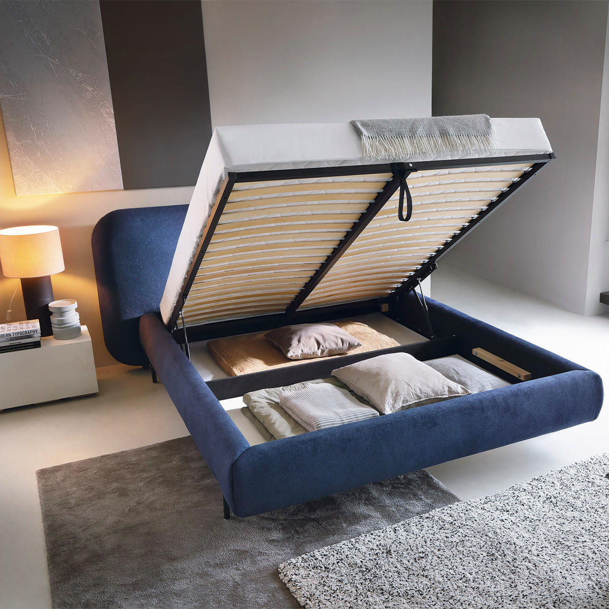 BOXBETT 180/200 Tobias Blau - Blau, Holz (180/200cm) - Petits-meubles