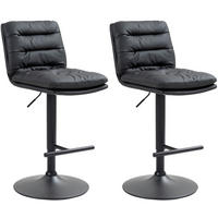 BARHOCKER 2er Set Lederlook schwarz - Schwarz, Textil/Metall (42/94/56cm) - CLP
