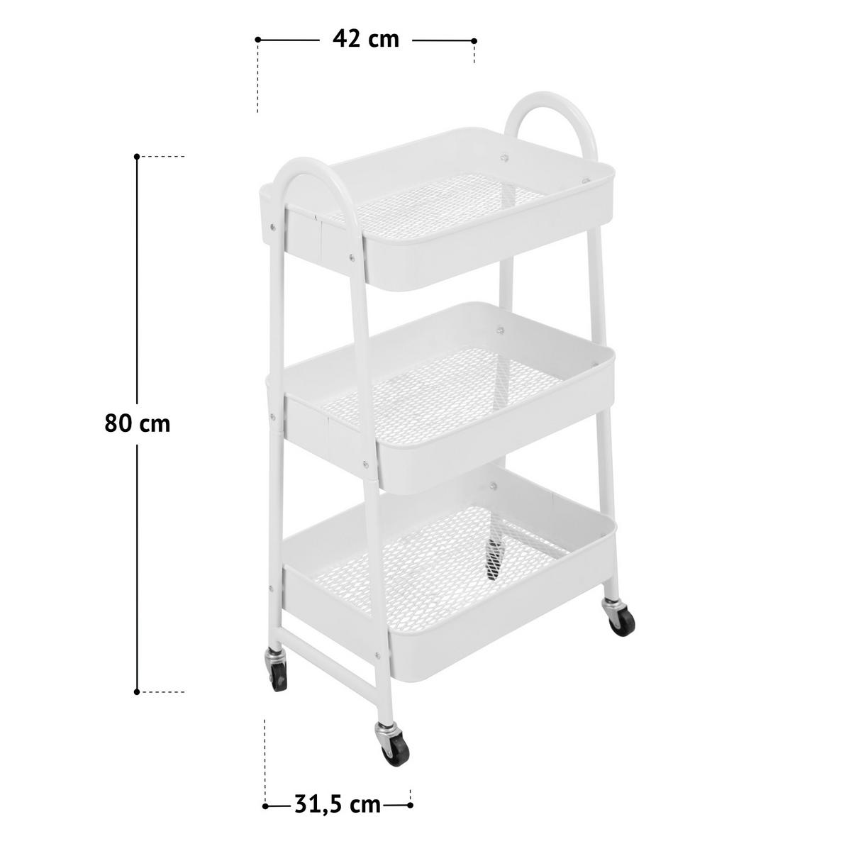 SERVIERWAGEN mit 3 Etagen Weiß - Weiß, Metall (42/80/31.5cm) - SVITA