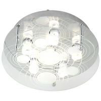 LED DECKENLEUCHTE Glas satiniert Silber - Silberfarben, Glas/Metall (33/33/12.5cm) - Globo Lighting