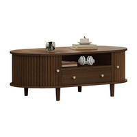 COUCHTISCH Walnuss 1 Schublade Rolltür 4 Beine 100x50x36cm Stauraum - Walnussfarben, Holzwerkstoff (100/50/36cm) - FLIEKS