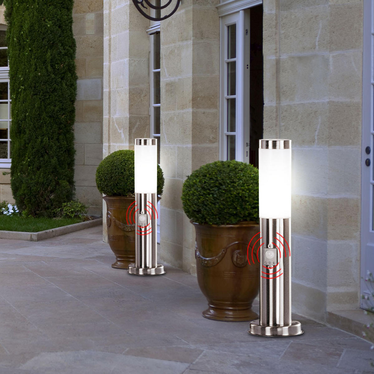 LED WEGELEUCHTE Edelstahl Anthrazit 2er Set - Anthrazit, Metall (7.6/7.6/45cm)