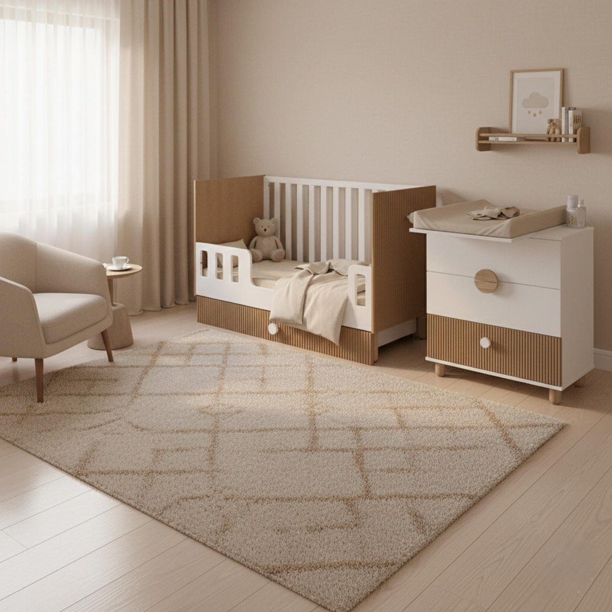 GITTERBETT Bebella - Weiß, Naturmaterialien (60/120cm) - kiki design