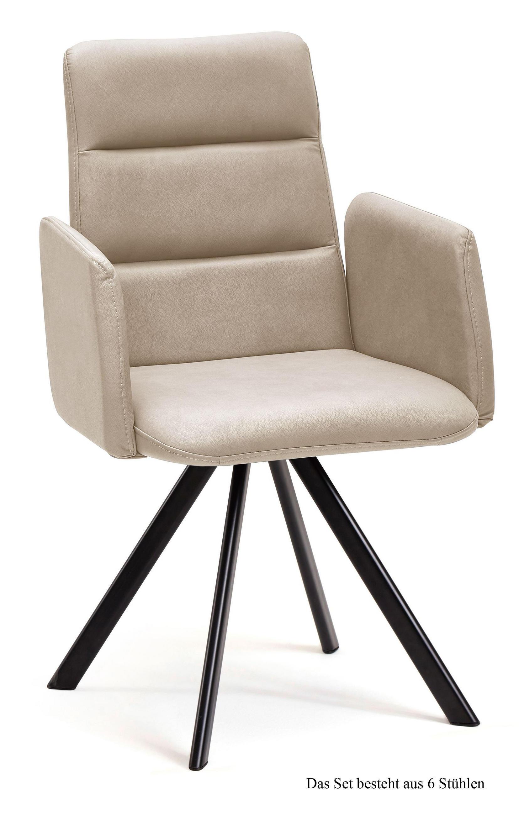 ARMLEHNSTUHL (6er-Set) Deane 52x92x60 Schwarz/Natur - Schwarz/Naturfarben, Kunststoff (60/92/52cm) - 58aufmkessel