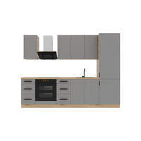 KÜCHENZEILE 280 cm – Nexa K77-G280 – in Beige / Matt - Beige/Schwarz, Holz/Metall (280/212/58cm) - ROYAL24_MARKT