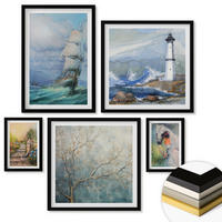 WANDBILDER 5er-Set - 50x50 cm & 20x30 cm & 40x60 cm Schwarzer Rahmen - Familienillustrationen Hausschilder - Schwarz, Kunststoff (40/60cm) - ArtPrintCave