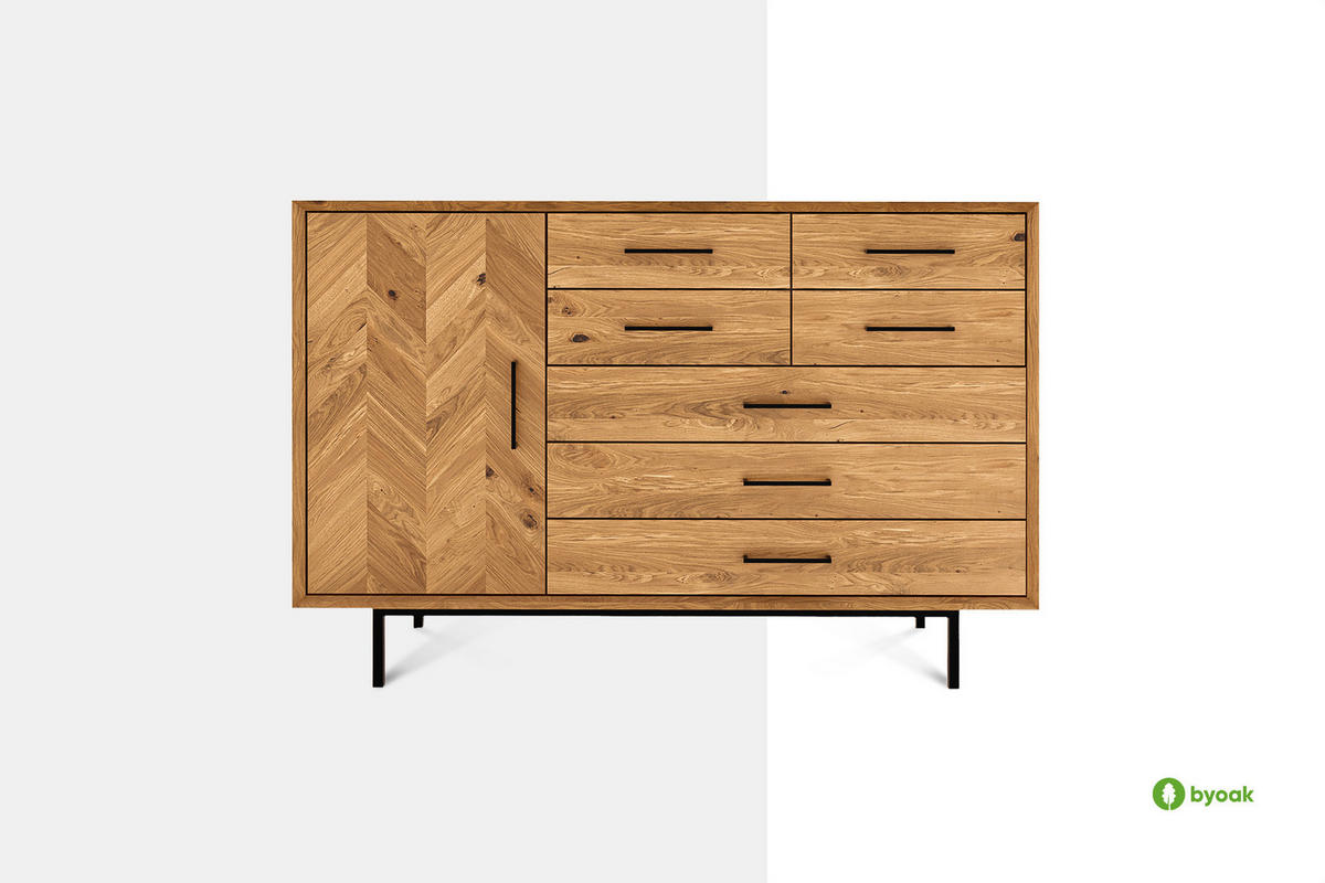 KOMMODE BREIT LEON Kernbuche - Kernbuche, Holz (144/95/45cm) - byoak