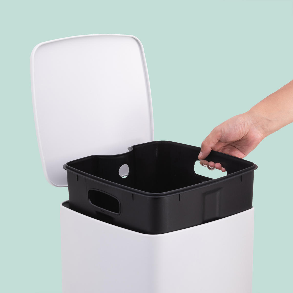 MÜLLEIMER - Weiß, Kunststoff/Metall (29/53/34cm) - Relaxdays