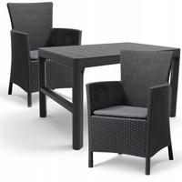 GARTENMÖBEL-SET, 2 Stühle + Tisch, Graphit - Graphitfarben, Kunststoff (60/62cm) - KADAX