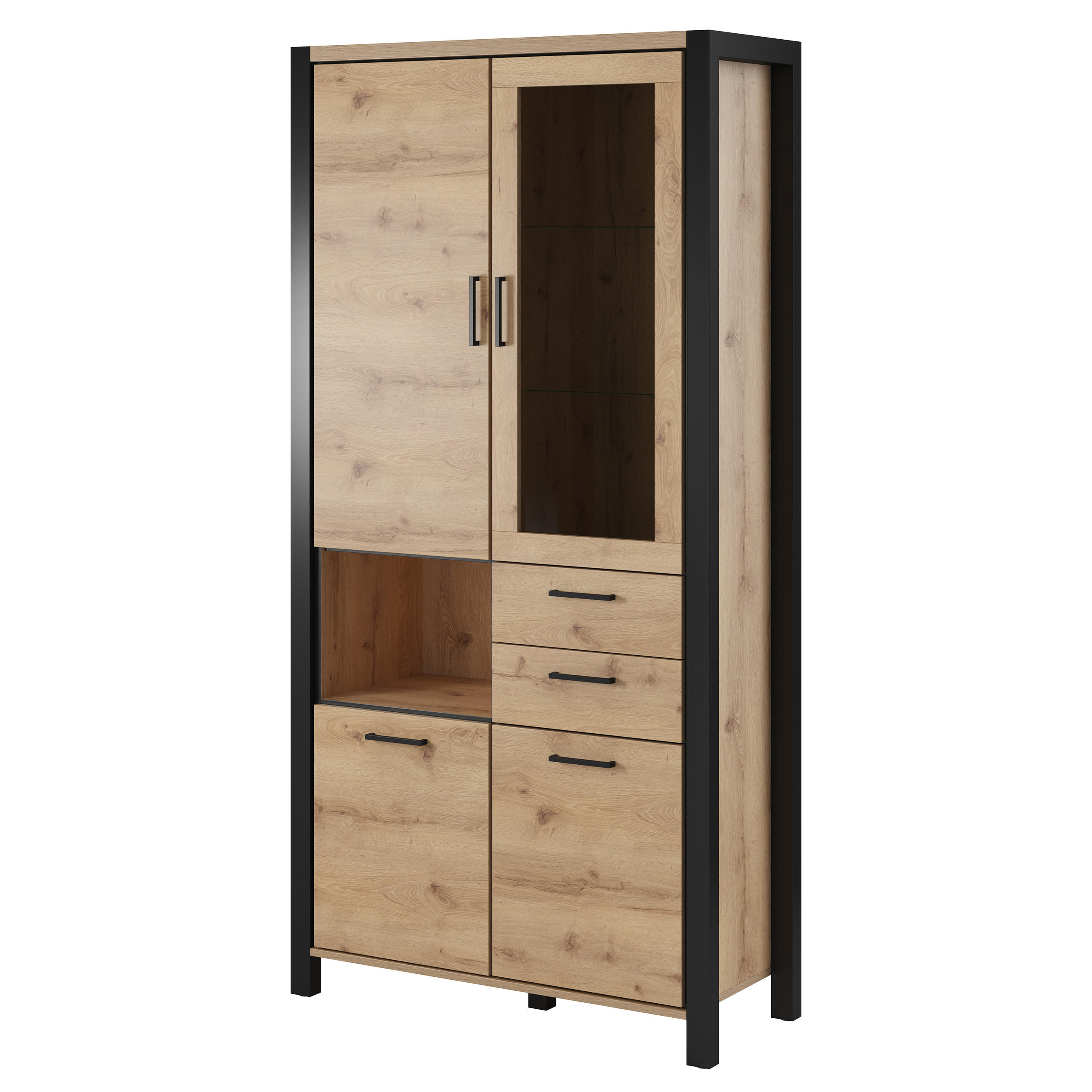 VITRINE in Eichefarben - Eichefarben, Holzwerkstoff (100/200/41cm) - MASSENO