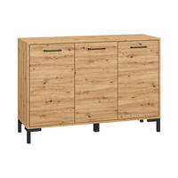 KOMMODE – 120 cm – Nevio – Schwarz / Eichefarben – KO-040 - Eichefarben/Schwarz, Holzwerkstoff (120/83/40cm) - hi-markt
