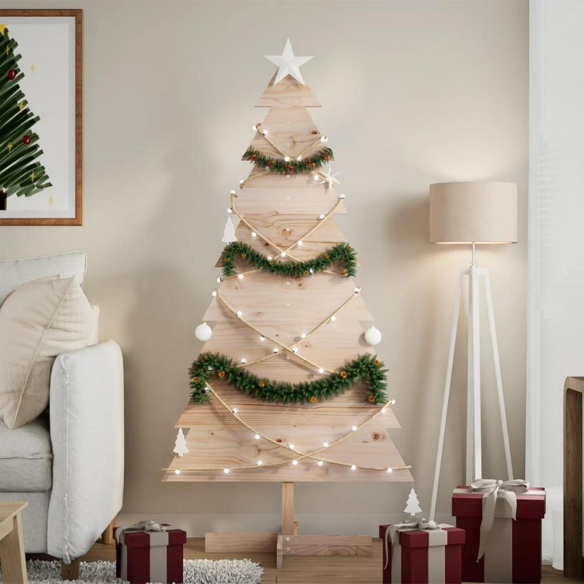 WEIHNACHTSBAUM Holz 76/50/150 Cm Braun Massivholz Kiefer - Braun, Holz (150cm) - vidaXL