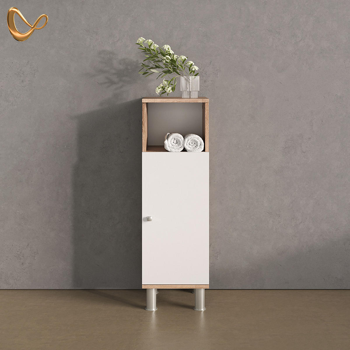 MIDISCHRANK Fucino Sonoma 30 x 95 cm - Sonoma Eiche, Holzwerkstoff (30/95/30cm) - Livinity®
