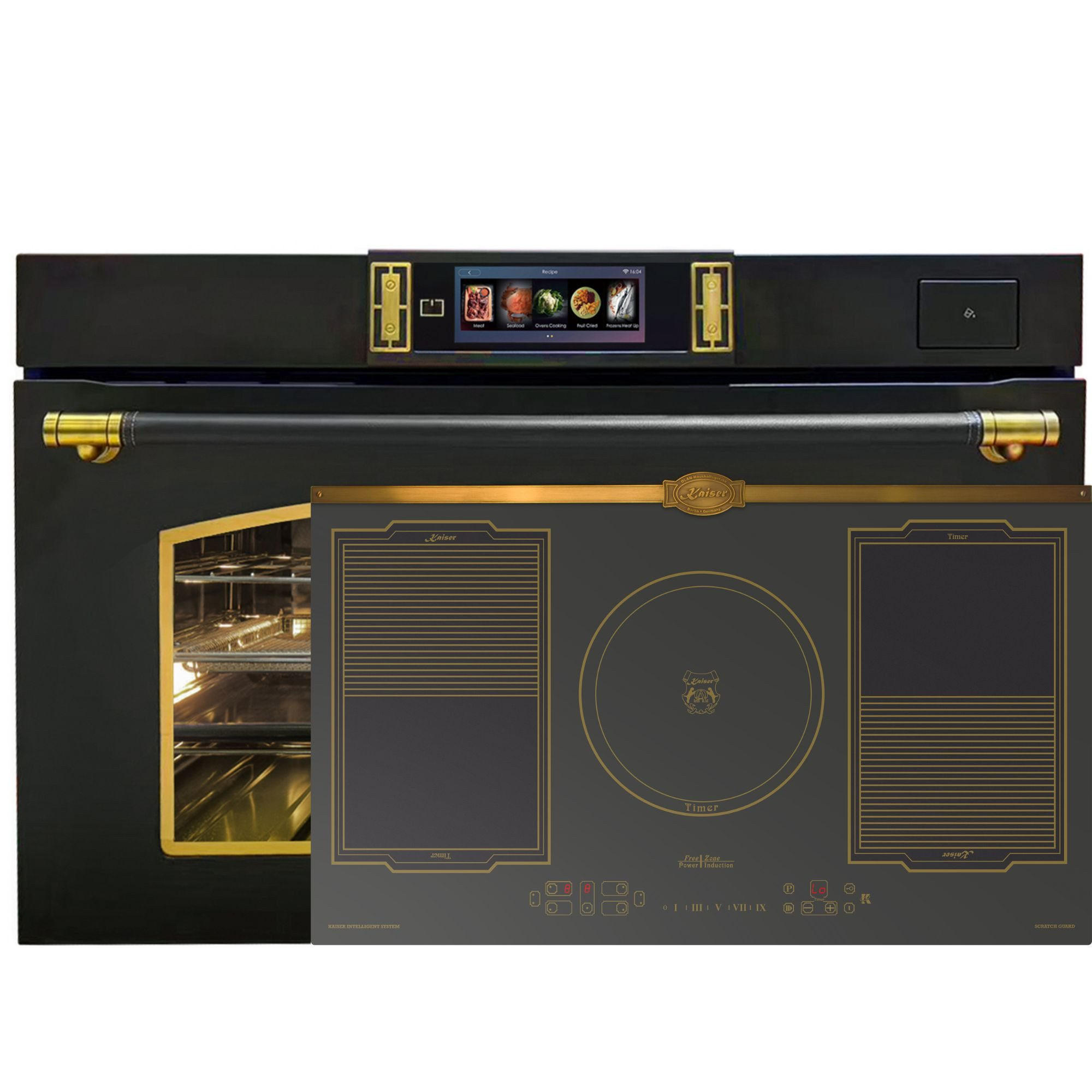 HERD-SET-BACKOFEN XXL Dampfbackofen 133 L EH 9361 AD+KCT 9196 Iem Induktionskochfeld 90 cm - Schwarz, Metall (89.4/59.5/55.5cm) - Kaiser Küchengeräte