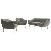SEDACIA ZOSTAVA 3+1+1 PIRS - Sivá Štruktúrovaná látka - Drevené nohy - farba buka/sivá, kompozitné drevo/textil (180/75/74cm) - MKS