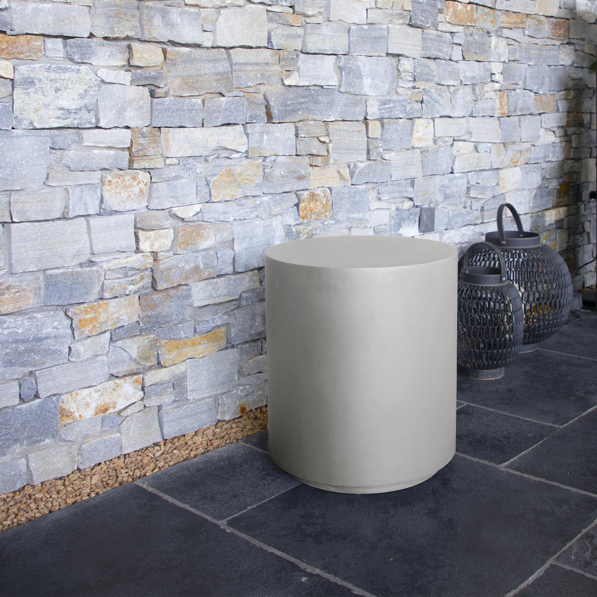 BEISTELLTISCH ROME Rund Groß Zementoptik 45 x 45 x 51 cm - Grau, Naturmaterialien (45/45/51cm) - Elementi
