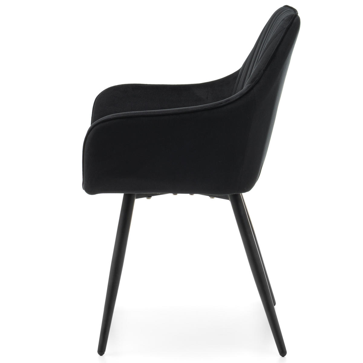 STUHL PASSO gepolstert mit Steppung - schwarz - Samt Velours - Schwarz, Textil/Metall (58/87/60cm) - NEW HOME