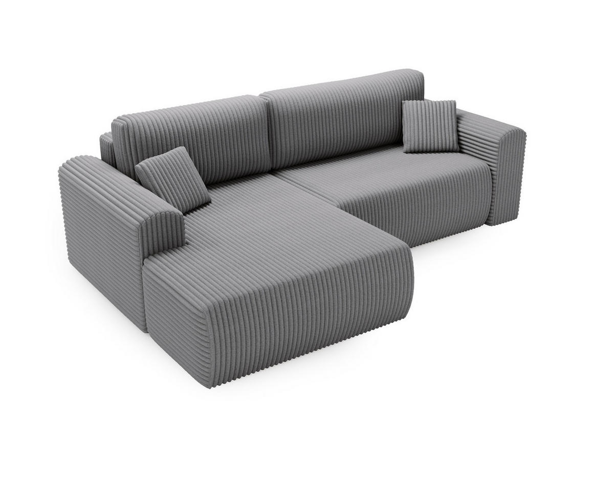 ECKSOFA Linea Dunkelgrau, Sofa mit Schlaffunktion, linke seite - Dunkelgrau, Holzwerkstoff/Textil (257/177cm) - Bettso