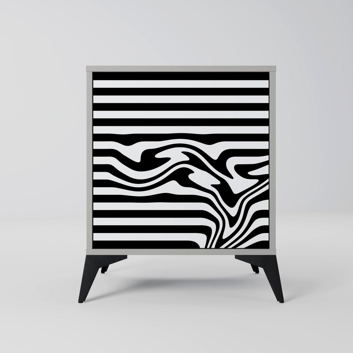 SIDEBOARD SPECTRA SHOWCASE, Grau, 57,5x42x72,5 cm, Schwarze Metallfüße - Multicolor/Schwarz, Holzwerkstoff/Metall (57.5/72.5/42cm) - SpaceRebels