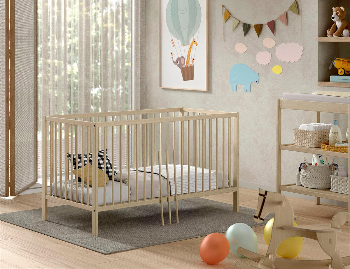 BABYBETT Kara-lynn 144x84x76 aus Massivholz in Buche Natur - Buchefarben, Holz (70/140cm) - 58aufmkessel