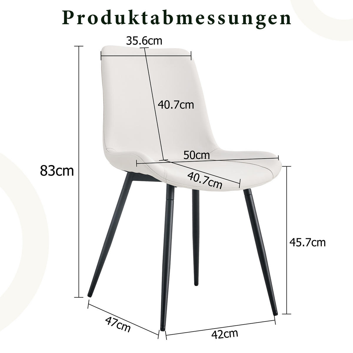 STUHL-SET DE-36498 4 Stück mit Kunstlederbezug Weiß - Weiß, Metall (47/83/50cm) - ComfortXL