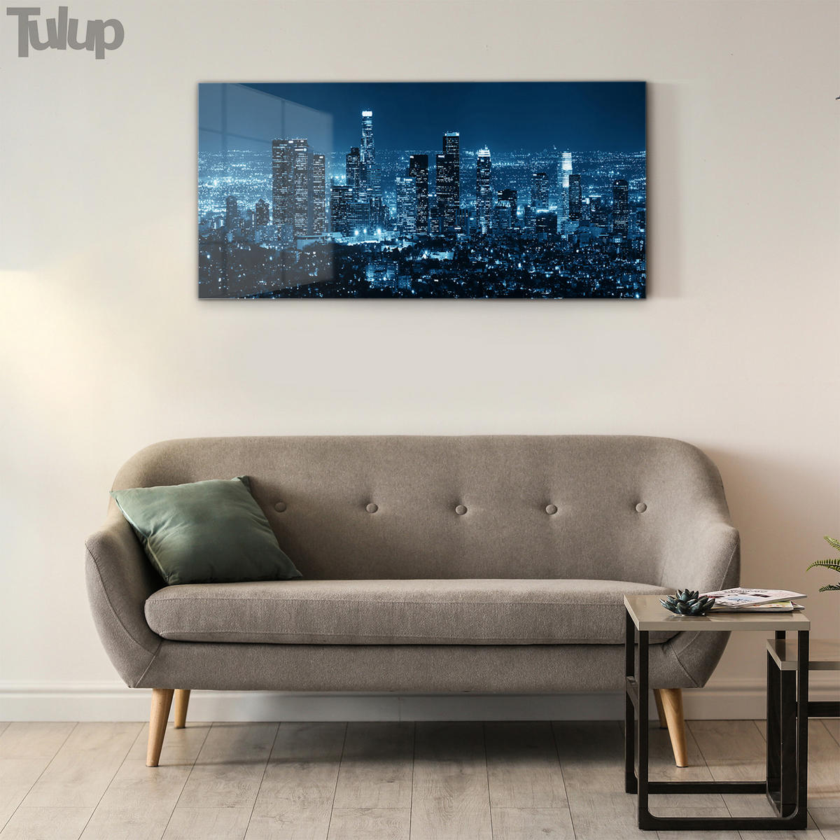 GLASBILD 120x60 cm Los Angeles - Dunkelblau, Glas (120/60cm) - TULUP