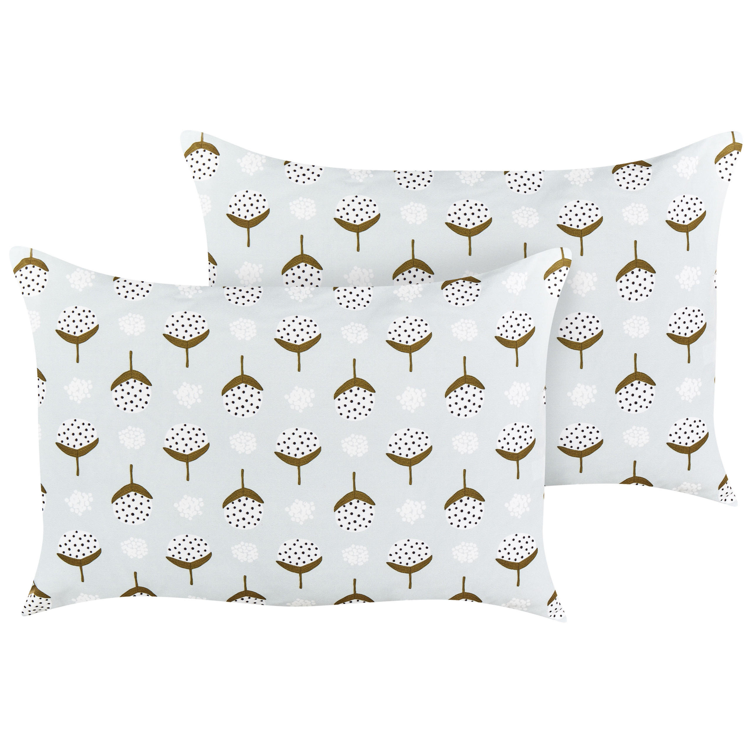 GARTENKISSEN 2er-Set geometrisches Muster hellgrün 40/60 cm Cuneo - Hellgrau, Textil (60/40cm) - Beliani